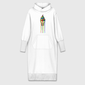 Платье удлиненное хлопок с принтом МОРОЖЕНОЕ РАДУГА ,  |  | icecream | rainbow | граффити | мороженое | радуга | разноцветное