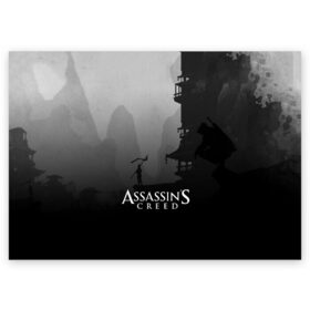 Поздравительная открытка с принтом ASSASSIN`S CREED , 100% бумага | плотность бумаги 280 г/м2, матовая, на обратной стороне линовка и место для марки
 | Тематика изображения на принте: black flag | brotherhood | chronicles | creed | game | origins | revelations | rogue | syndicate | unity | valhalla | альтаир | ассасин | игры | кинжал | пираты