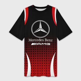 Платье-футболка 3D с принтом Mercedes Benz ,  |  | amg | mercedes | mercedes значок | mercedes лого | mercedes марка | амг | бенц | лого автомобиля | логотип мерседес | мерин | мерс | мерседес | мерседес бенз | мерседес лого | мерседес эмблема