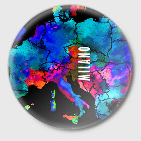 Значок с принтом Milano ,  металл | круглая форма, металлическая застежка в виде булавки | fashion | italy | milano | vanguard | авангард | италия | милан | мода