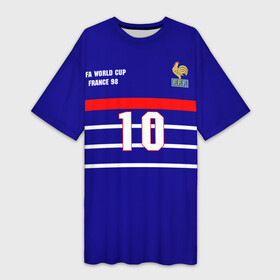 Платье-футболка 3D с принтом Форма Франции (Zidane) ,  |  | zidane | зидан | зизу | зинедин зидан | легенда франции | номер 10 | реал мадрид | ретро форма | сборная франции | тренер реала | фильм такси | футболка из фильма такси | чемпионат мира 1998 | чемпионы мира