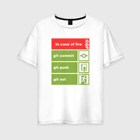 Женская футболка хлопок Oversize с принтом В случае пожара , 100% хлопок | свободный крой, круглый ворот, спущенный рукав, длина до линии бедер
 | coding | it | programmer | programming | кодинг | прогер | программирование | программист