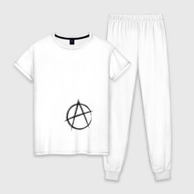Женская пижама хлопок с принтом Я анархист , 100% хлопок | брюки и футболка прямого кроя, без карманов, на брюках мягкая резинка на поясе и по низу штанин | анархист | без власти | мировоззрение