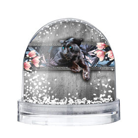 Снежный шар с принтом Пантера и цветы , Пластик | Изображение внутри шара печатается на глянцевой фотобумаге с двух сторон | 3д | 3д картина | 3дэ | голубые глаза | железо | животное | картина | кот | коты | кошка | метал | пантера | хищник | цветы | черная пантера