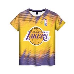 Женская футболка 3D с принтом Los Angeles Lakers , 100% полиэфир ( синтетическое хлопкоподобное полотно) | прямой крой, круглый вырез горловины, длина до линии бедер | basketball | game | lakers | los angeles | los angeles lakers | nba | sport | баскетбол | игра | лейкерс | лос анджелес | лос анджелес лейкерс | нба | спорт
