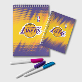 Блокнот с принтом Los Angeles Lakers , 100% бумага | 48 листов, плотность листов — 60 г/м2, плотность картонной обложки — 250 г/м2. Листы скреплены удобной пружинной спиралью. Цвет линий — светло-серый
 | basketball | game | lakers | los angeles | los angeles lakers | nba | sport | баскетбол | игра | лейкерс | лос анджелес | лос анджелес лейкерс | нба | спорт