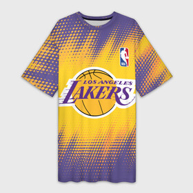 Платье-футболка 3D с принтом Los Angeles Lakers ,  |  | basketball | game | lakers | los angeles | los angeles lakers | nba | sport | баскетбол | игра | лейкерс | лос анджелес | лос анджелес лейкерс | нба | спорт