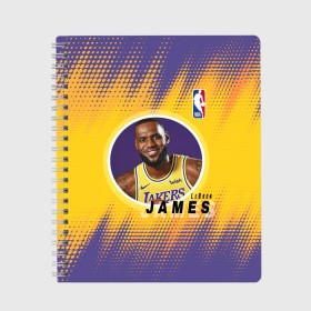 Тетрадь с принтом LeBron James , 100% бумага | 48 листов, плотность листов — 60 г/м2, плотность картонной обложки — 250 г/м2. Листы скреплены сбоку удобной пружинной спиралью. Уголки страниц и обложки скругленные. Цвет линий — светло-серый
 | basketball | game | james | lakers | lebron | lebron james | los angeles | los angeles lakers | nba | player | sport | баскетбол | баскетболист | джеймс | игра | игрок | леброн | леброн джеймс | лейкерс | лос анджелес | лос анджелес лейке