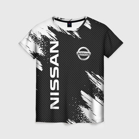 Женская футболка 3D с принтом NISSAN , 100% полиэфир ( синтетическое хлопкоподобное полотно) | прямой крой, круглый вырез горловины, длина до линии бедер | nissan | авто | автомобиль | логотип | марка | машина | надпись | нисан | текстура