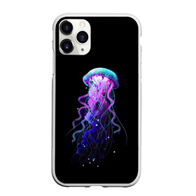 Чехол для iPhone 11 Pro Max матовый с принтом Jellyfish , Силикон |  | art | black. neon | jellyfish | медуза