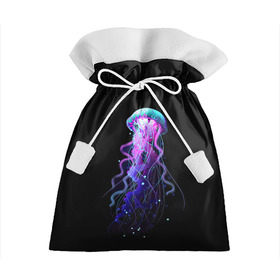 Подарочный 3D мешок с принтом Jellyfish , 100% полиэстер | Размер: 29*39 см | art | black. neon | jellyfish | медуза