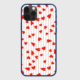 Чехол для iPhone 12 Pro с принтом Просто сердечки , силикон | область печати: задняя сторона чехла, без боковых панелей | heart | hearts | lines | red | в | забавные | красные | линии | любовь | полоску | полосы | прикольные | рисунки | сердечки | сердце