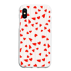 Чехол для iPhone XS Max матовый с принтом Просто сердечки , Силикон | Область печати: задняя сторона чехла, без боковых панелей | Тематика изображения на принте: heart | hearts | lines | red | в | забавные | красные | линии | любовь | полоску | полосы | прикольные | рисунки | сердечки | сердце
