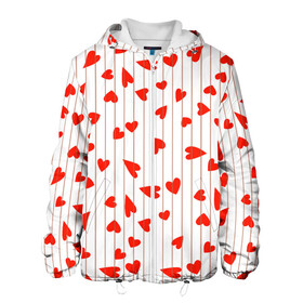 Мужская куртка 3D с принтом Просто сердечки , ткань верха — 100% полиэстер, подклад — флис | прямой крой, подол и капюшон оформлены резинкой с фиксаторами, два кармана без застежек по бокам, один большой потайной карман на груди. Карман на груди застегивается на липучку | Тематика изображения на принте: heart | hearts | lines | red | в | забавные | красные | линии | любовь | полоску | полосы | прикольные | рисунки | сердечки | сердце