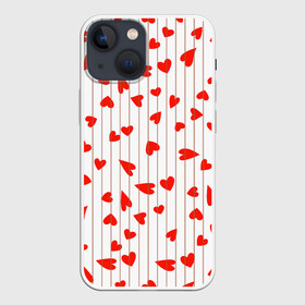 Чехол для iPhone 13 mini с принтом Просто сердечки ,  |  | Тематика изображения на принте: heart | hearts | lines | red | в | забавные | красные | линии | любовь | полоску | полосы | прикольные | рисунки | сердечки | сердце