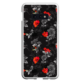 Чехол для Samsung S10E с принтом Красные цветы , Силикон | Область печати: задняя сторона чехла, без боковых панелей | весна | дача | летние цветы | летняя | лето | паттерн | розы | сад | свежесть | текстуры | узор | цветы