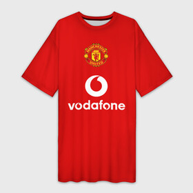 Платье-футболка 3D с принтом Манчестер Юнайтед (Rooney) ,  |  | manchester united | mu | rooney | vodafone | красные дьяволы | легенда манчестера | манки | манчестер юнайтед | номер 8 | ретро форма манчестер юнайтед | старая форма | уэйн руни