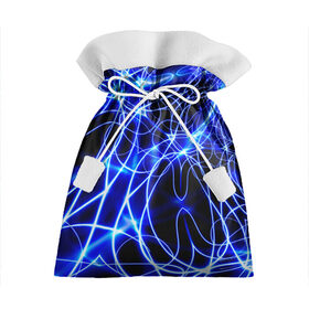 Подарочный 3D мешок с принтом Абстракция синее свечение , 100% полиэстер | Размер: 29*39 см | абстракция | запутанный | линии | неон | непонятный | свечение | синий | узор