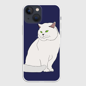 Чехол для iPhone 13 mini с принтом Белый британский котик ,  |  | cat | cute | kitten | meow | британец | британский | взгляд | друзья | животные | зверек | зверюшки | каваи | киска | котенок | котик | коты | котята | кошак | кошечки | кошки | лапы | милые | мордочка | мяу | няшные