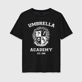 Женская футболка хлопок Oversize с принтом Академия Амбрелла , 100% хлопок | свободный крой, круглый ворот, спущенный рукав, длина до линии бедер
 | umbrella | umbrella academy | академия амбрелла | амбрелла | герб