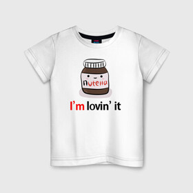 Детская футболка хлопок с принтом Nutella , 100% хлопок | круглый вырез горловины, полуприлегающий силуэт, длина до линии бедер | nutella | вкусно | вкусняшка | любовь | нутелла | нутэлла | сладкое