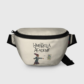 Поясная сумка 3D с принтом The umbrella academy , 100% полиэстер | плотная ткань, ремень с регулируемой длиной, внутри несколько карманов для мелочей, основное отделение и карман с обратной стороны сумки застегиваются на молнию | dark horse comics | netflix | the umbrella academy | umbrella | академия амбрелла | белая скрипка | бен харгривз | комикс | комильфо | космобой | кракен | реджинальд харгривз | сеанс | слух