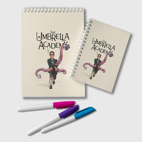 Блокнот с принтом The umbrella academy , 100% бумага | 48 листов, плотность листов — 60 г/м2, плотность картонной обложки — 250 г/м2. Листы скреплены удобной пружинной спиралью. Цвет линий — светло-серый
 | dark horse comics | netflix | the umbrella academy | umbrella | академия амбрелла | белая скрипка | бен харгривз | комикс | комильфо | космобой | кракен | реджинальд харгривз | сеанс | слух