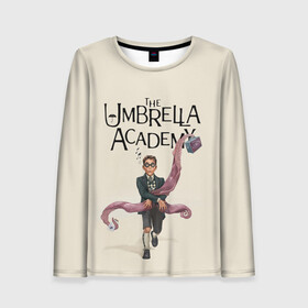 Женский лонгслив 3D с принтом The umbrella academy , 100% полиэстер | длинные рукава, круглый вырез горловины, полуприлегающий силуэт | dark horse comics | netflix | the umbrella academy | umbrella | академия амбрелла | белая скрипка | бен харгривз | комикс | комильфо | космобой | кракен | реджинальд харгривз | сеанс | слух