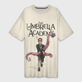 Платье-футболка 3D с принтом The umbrella academy ,  |  | dark horse comics | netflix | the umbrella academy | umbrella | академия амбрелла | белая скрипка | бен харгривз | комикс | комильфо | космобой | кракен | реджинальд харгривз | сеанс | слух