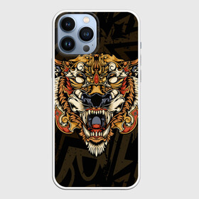 Чехол для iPhone 13 Pro Max с принтом Тигровый стимпанк (Tiger) ,  |  | Тематика изображения на принте: барс | волк | детёныш | джунгли | енот | животное | злость | зубр | клыки | кот | лев | леопард | лес | листья | львица | медведь | монстр | оскал | охотник | пасть | полосы | пятнистая | рык | рычание | тигр