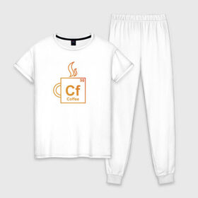 Женская пижама хлопок с принтом Cf (coffee) , 100% хлопок | брюки и футболка прямого кроя, без карманов, на брюках мягкая резинка на поясе и по низу штанин | engineer | math | nerd | sience | инженер