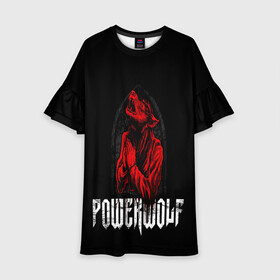 Детское платье 3D с принтом POWERWOLF , 100% полиэстер | прямой силуэт, чуть расширенный к низу. Круглая горловина, на рукавах — воланы | hardcore | metal | music | powerwolf | punk | rock | волки | метал | музыка | панк | рок