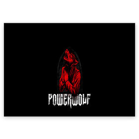 Поздравительная открытка с принтом POWERWOLF , 100% бумага | плотность бумаги 280 г/м2, матовая, на обратной стороне линовка и место для марки
 | hardcore | metal | music | powerwolf | punk | rock | волки | метал | музыка | панк | рок