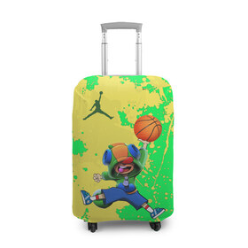 Чехол для чемодана 3D с принтом Brawl STARS (Jordan) , 86% полиэфир, 14% спандекс | двустороннее нанесение принта, прорези для ручек и колес | Тематика изображения на принте: air jordan | brawl | leon | moba | stars | supercell | баскетбол | игра | коллаборация | коллаж | паттерн
