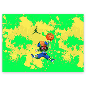 Поздравительная открытка с принтом Brawl STARS (Jordan) , 100% бумага | плотность бумаги 280 г/м2, матовая, на обратной стороне линовка и место для марки
 | Тематика изображения на принте: air jordan | brawl | leon | moba | stars | supercell | баскетбол | игра | коллаборация | коллаж | паттерн