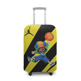 Чехол для чемодана 3D с принтом Brawl STARS (баскетбол) , 86% полиэфир, 14% спандекс | двустороннее нанесение принта, прорези для ручек и колес | brawl | leon | moba | stars | supercell | баскетбол | игра | коллаборация | коллаж | паттерн