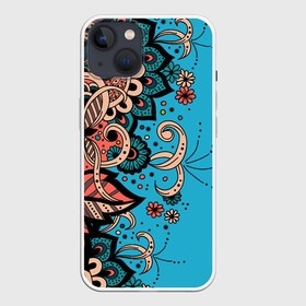 Чехол для iPhone 13 с принтом Цветочная фантазия ,  |  | botanica | fantasy | flower | flowers | garden | magic | magical | pattern | tattoo | tracery | weave | арт | ботаника | в виде | вензеля | волшебная | волшебные | из цветов | паттерн | сад | тату | татуировка | татуха | узор | узоры | фанта