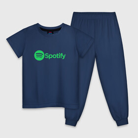 Детская пижама хлопок с принтом Spotify , 100% хлопок |  брюки и футболка прямого кроя, без карманов, на брюках мягкая резинка на поясе и по низу штанин
 | spotify | арт | лого | спотифай