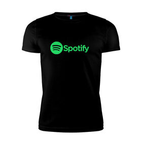 Мужская футболка хлопок Slim с принтом Spotify , 92% хлопок, 8% лайкра | приталенный силуэт, круглый вырез ворота, длина до линии бедра, короткий рукав | spotify | арт | лого | спотифай