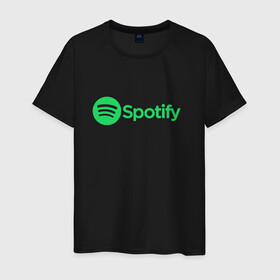 Мужская футболка хлопок с принтом Spotify , 100% хлопок | прямой крой, круглый вырез горловины, длина до линии бедер, слегка спущенное плечо. | spotify | арт | лого | спотифай