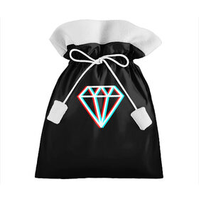 Подарочный 3D мешок с принтом Glitch Diamond , 100% полиэстер | Размер: 29*39 см | Тематика изображения на принте: diamond | glitch | rgb | алмаз | глитч | глич