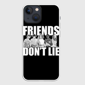 Чехол для iPhone 13 mini с принтом Friends Dont Lie ,  |  | 11 | demogorgon | retro | stranger | things | дастин | дела | демогоргон | оди | одиннадцать | очень | пожиратель | разума | ретро | стив | странные | хоппер | хоукинс