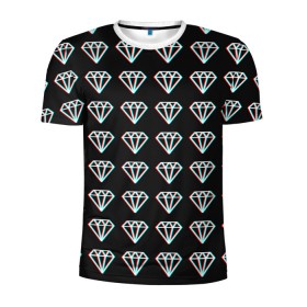 Мужская футболка 3D спортивная с принтом Diamonds Glitch , 100% полиэстер с улучшенными характеристиками | приталенный силуэт, круглая горловина, широкие плечи, сужается к линии бедра | diamond | glitch | glitch diamond | rgb | алмаз | глитч | глич