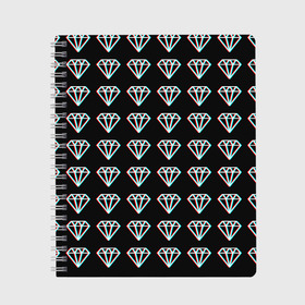 Тетрадь с принтом Diamonds Glitch , 100% бумага | 48 листов, плотность листов — 60 г/м2, плотность картонной обложки — 250 г/м2. Листы скреплены сбоку удобной пружинной спиралью. Уголки страниц и обложки скругленные. Цвет линий — светло-серый
 | Тематика изображения на принте: diamond | glitch | glitch diamond | rgb | алмаз | глитч | глич