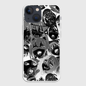 Чехол для iPhone 13 mini с принтом Ахегао паттерн черный ,  |  | ahegao | kawai | kowai | oppai | otaku | senpai | sugoi | waifu | yandere | ахегао | ковай | отаку | семпай | сенпай | сэмпай | яндере