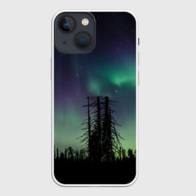 Чехол для iPhone 13 mini с принтом Северное сияние ,  |  | дерево | деревья | звезда | звездное | звезды | космический | космос | космосе | кусты | лес | леса | лесной | лучи | небо | ночное | ночь | природа | север | северное | сияние | сиянием | сияния