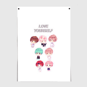 Постер с принтом BTS Love Yourself , 100% бумага
 | бумага, плотность 150 мг. Матовая, но за счет высокого коэффициента гладкости имеет небольшой блеск и дает на свету блики, но в отличии от глянцевой бумаги не покрыта лаком | bts | k pop | love | love yourself | битиес