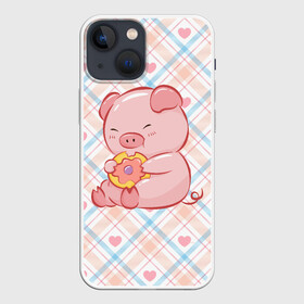 Чехол для iPhone 13 mini с принтом Свинка ест пончик ,  |  | арт | еда | животное | животные | картинка | кушать | люблю покупать | милая | обжора | обжорство | рисунок | свинина | свинка | свиньи | свинья | свинюшка | толстая | толстый