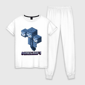 Женская пижама хлопок с принтом Minecraft , 100% хлопок | брюки и футболка прямого кроя, без карманов, на брюках мягкая резинка на поясе и по низу штанин | minecraft | копатель | кубики | майкрафт | майнкрафт | мморг | мультиплеер | пиксели | пиксельная игра | развивающая игра | рпг | строительство | стройка