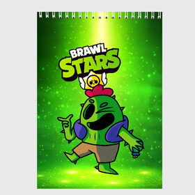 Скетчбук с принтом Спайк brawl stars Spike , 100% бумага
 | 48 листов, плотность листов — 100 г/м2, плотность картонной обложки — 250 г/м2. Листы скреплены сверху удобной пружинной спиралью | brawl | brawl stars | brawlstars | brawl_stars | jessie | spike | бравл | бравлстарс | спайк